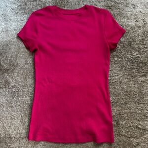 A New Day Fitted Hot Pink Cap Sleeve Tee Small S